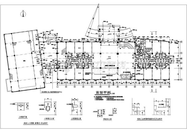 某地5层框架结构宾馆楼建筑设计施工图-图二