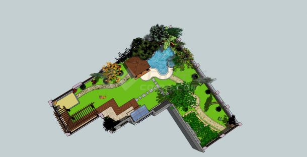 东南亚风格别墅花园设计图纸-图一