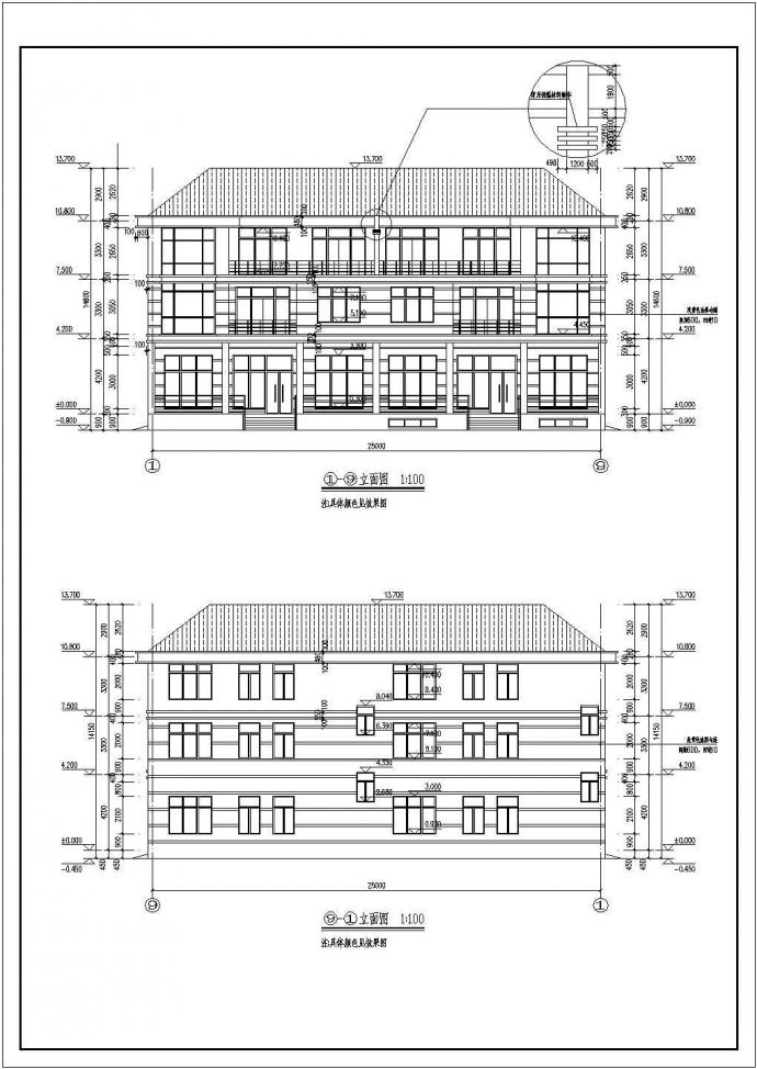 某地三层框架结构别墅建筑设计施工图（含电梯）_图1