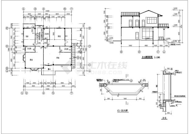 东信山庄别墅设计图的CAD完整方案-图二