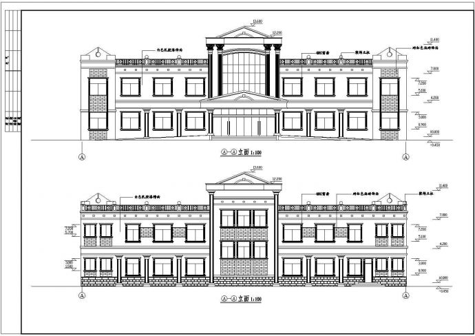 【无锡】三层框架结构办公楼（欧式）建筑设计施工图_图1