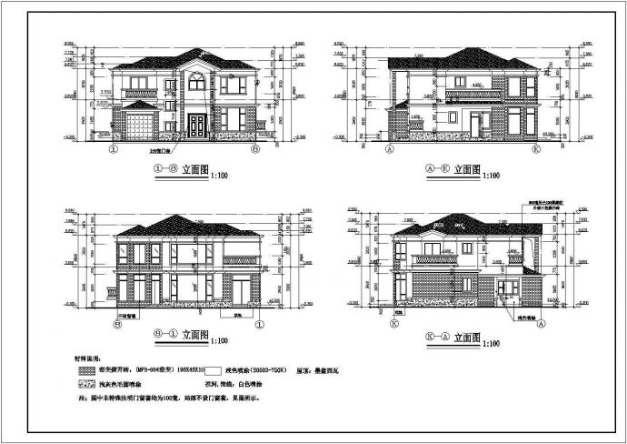 多层别墅建筑施工图的详细CAD建筑图纸_图1