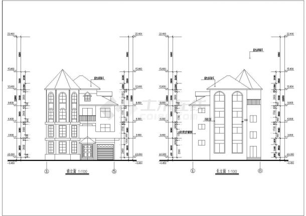 某地两层豪华复式别墅CAD施工图纸 -图二