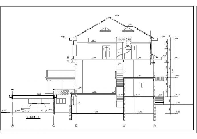 某地多层的豪华别墅CAD施工图纸_图1