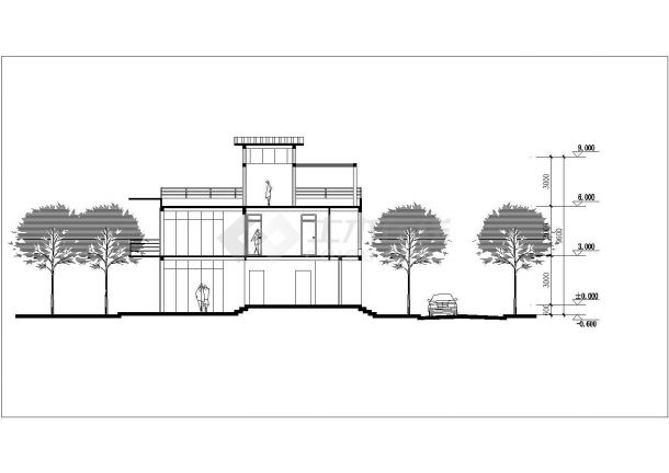 几套斜屋顶别墅方案图的完整CAD图纸-图二
