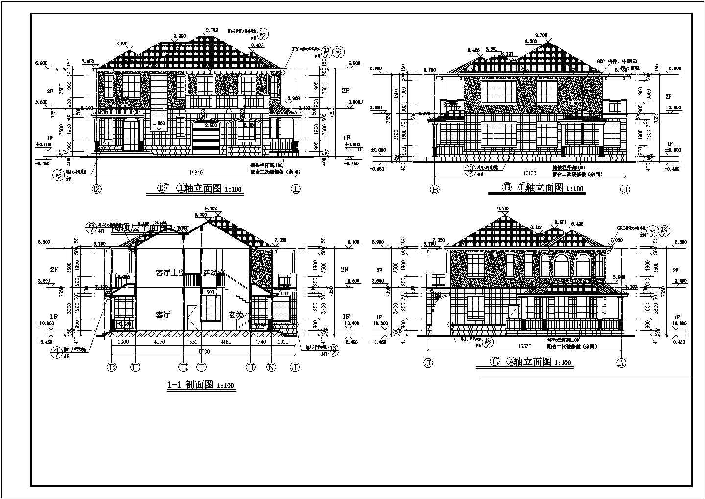 【浙江】某两层异形柱框架结构别墅建筑施工图