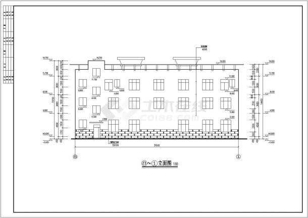 某地三层框架结构办公楼建筑设计施工图-图二