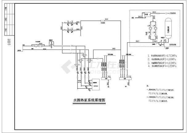 单台水源热泵机组机房及机房内通风系统设计图-图一