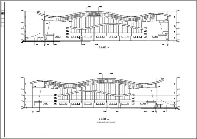 某大学网架结构屋顶游泳馆建筑施工图纸_图1