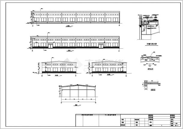 某地单层厂房28米跨门式刚架结构设计图（包含建筑设计）-图一