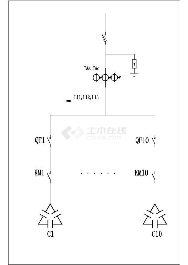 某县华城大厦GCK低压抽出式开关柜电气原理图-图一