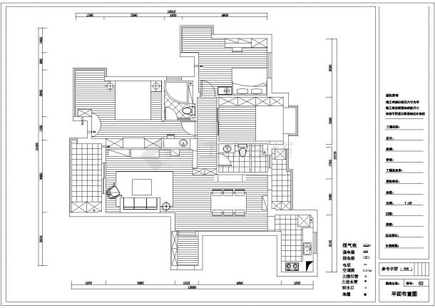 某地剪力墙住宅三室两厅两卫户型室内装修设计施工图-图一