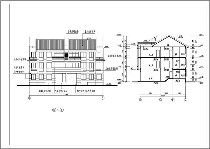 某地3层框架结构双拼别墅建筑施工图_图1