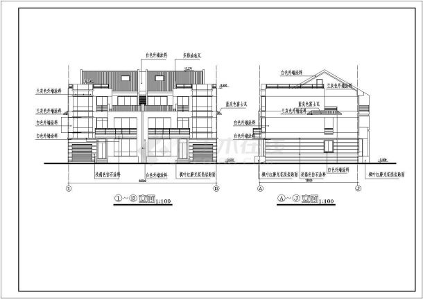 某地3层框架结构双拼别墅建筑施工图-图二