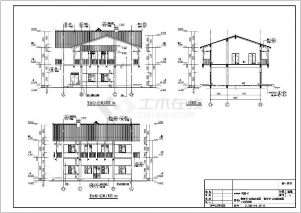 湖北2、3层框架结构民俗村建筑专业施工图-图二