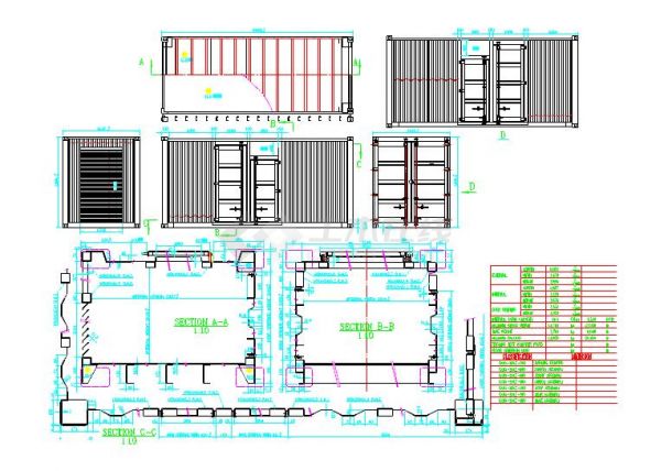 20英寸标准集装箱钢结构图纸（CAD版）-图一