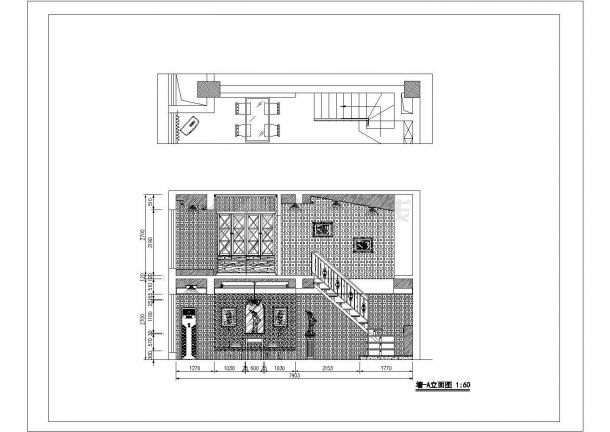 某欧式风格复合住宅室内装修设计CAD图-图一