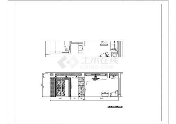 某欧式风格复合住宅室内装修设计CAD图-图二