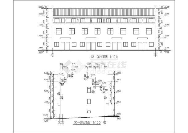 某农村三层连拼商住楼建筑设计方案图-图二