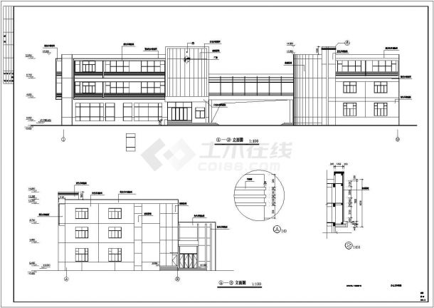 某地区独栋办公楼cad建筑施工图-图一