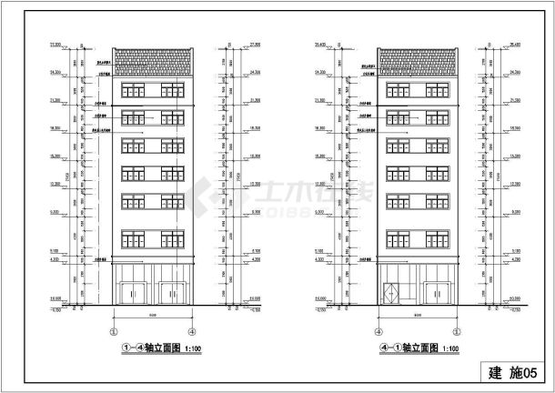 某地六层底框结构住宅楼建筑设计施工图-图一