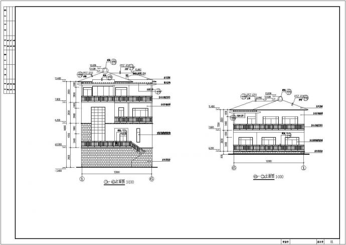 某地区3层框架结构别墅建筑方案图_图1