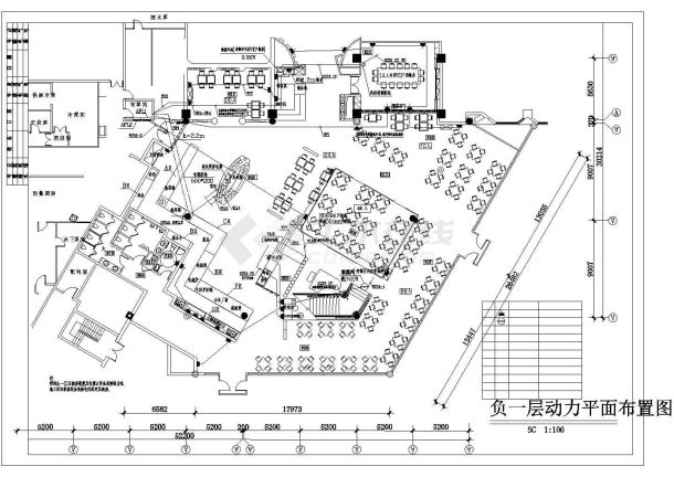 某地区五星级酒店西餐厅电气CAD图-图一