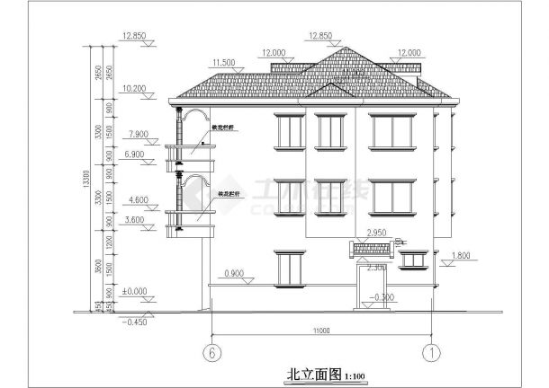 某地框架结构小型别墅建筑方案设计图-图一