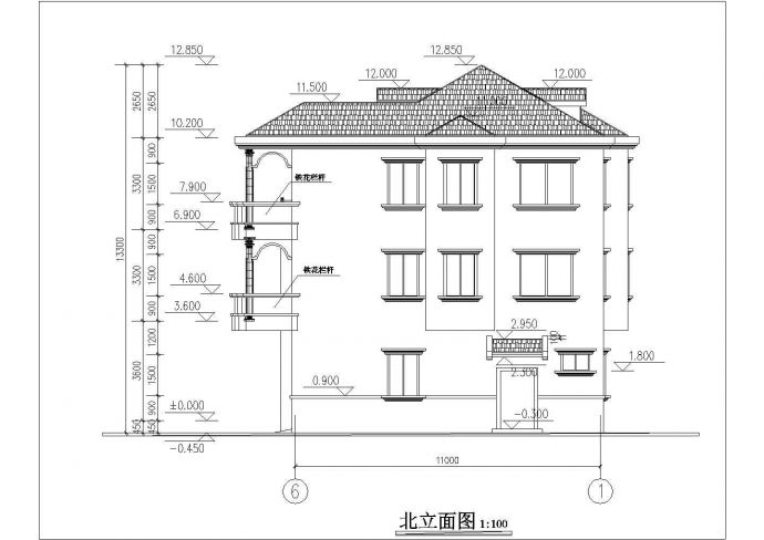 某地框架结构小型别墅建筑方案设计图_图1