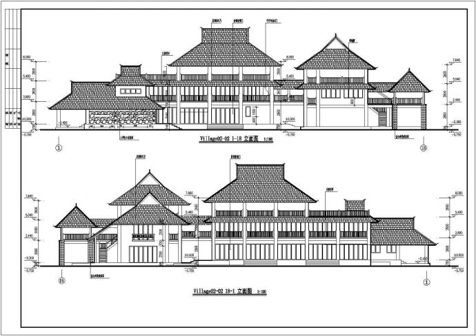 某地三层傣式商业楼建筑设计方案图_图1
