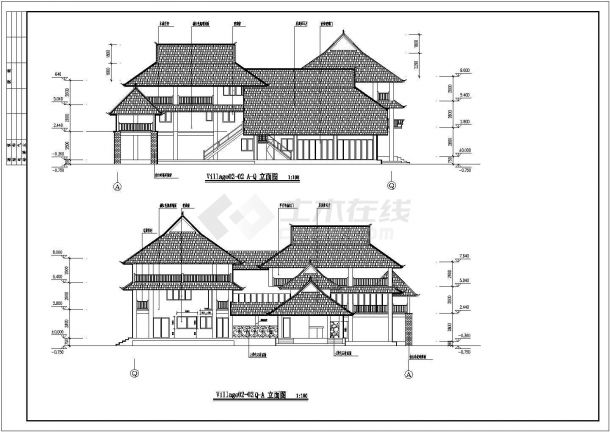 某地三层傣式商业楼建筑设计方案图-图二