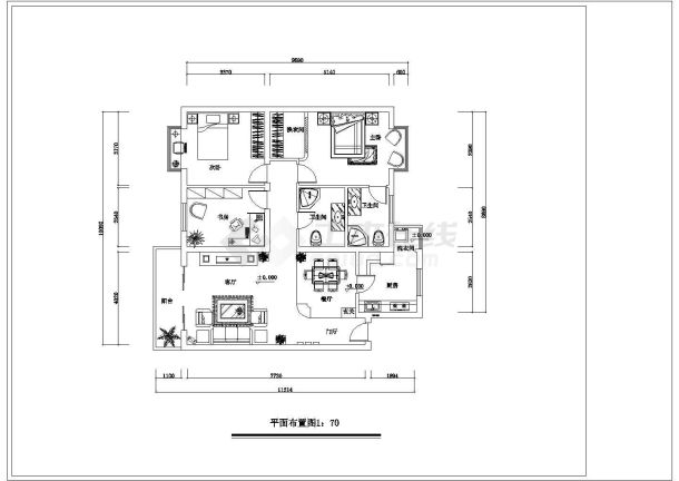 某城市室内装修设计方案平面布置图-图二