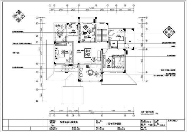 某城市二层别墅设计CAD装修施工图-图二