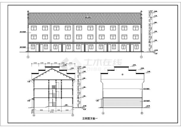 安徽省四层框架结构安置房建筑设计方案图-图一
