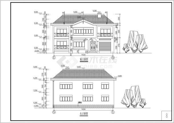 某地两层坡屋顶别墅建筑设计方案图-图一
