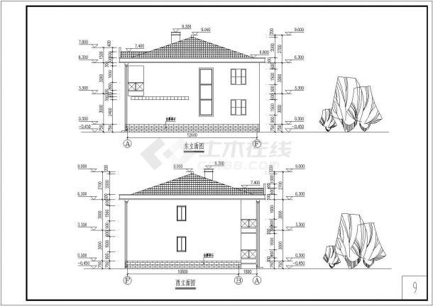 某地两层坡屋顶别墅建筑设计方案图-图二