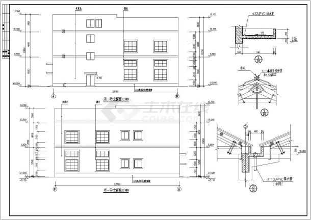 某2层框架结构木屋架厂房建筑施工图纸（含结构）-图二