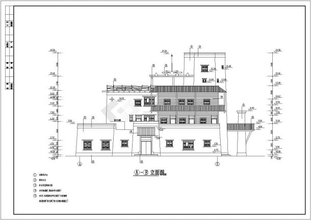 汶川某3层框架综合楼建筑设计方案图-图一
