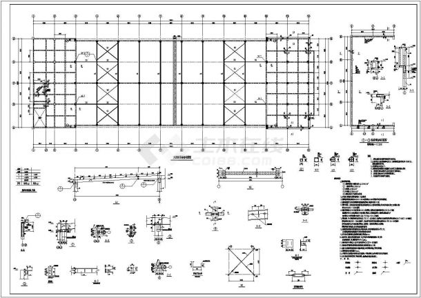 武汉2层框架结构原料厂车间全套结构施工图-图二