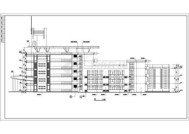 某大学五层框架结构教学楼建筑设计方案图-图二
