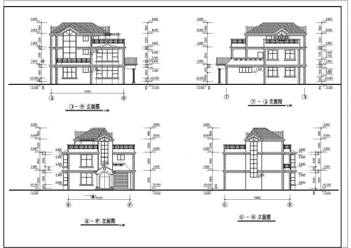 某地三层砖混结构别墅建筑设计方案图纸_图1