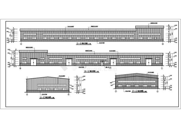 某地30米跨两层钢结构厂房建筑设计施工图纸-图一