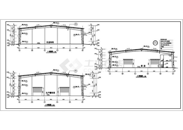 某地30米跨两层钢结构厂房建筑设计施工图纸-图二