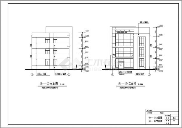 江苏某地三层框架结构研发楼建筑设计施工图-图二