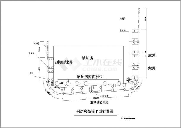 某地锅炉房扶壁式挡墙结构设计施工图-图二