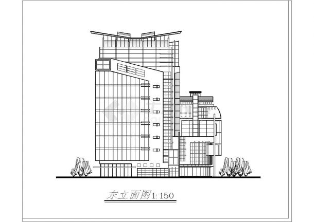 某地八层框架结构酒店建筑设计方案图纸-图二