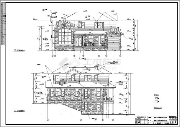 武汉某地两层框架结构别墅建筑设计施工图纸-图一
