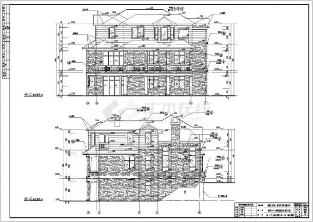 武汉某地两层框架结构别墅建筑设计施工图纸-图二