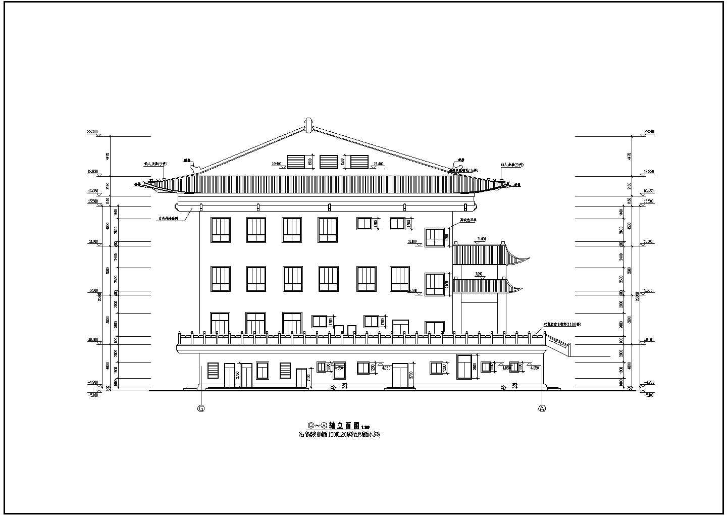 泰州4层混凝土框架结构寺庙建筑施工图