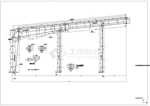 某地43m跨钢结构厂房结构设计施工图-图一